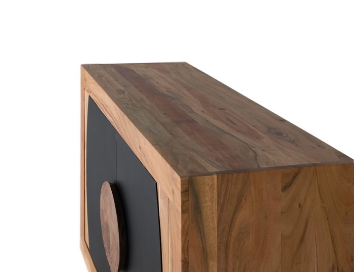 GINER Y COLOMER Aparador de madera de acacia con 2 puertas Natural y negro